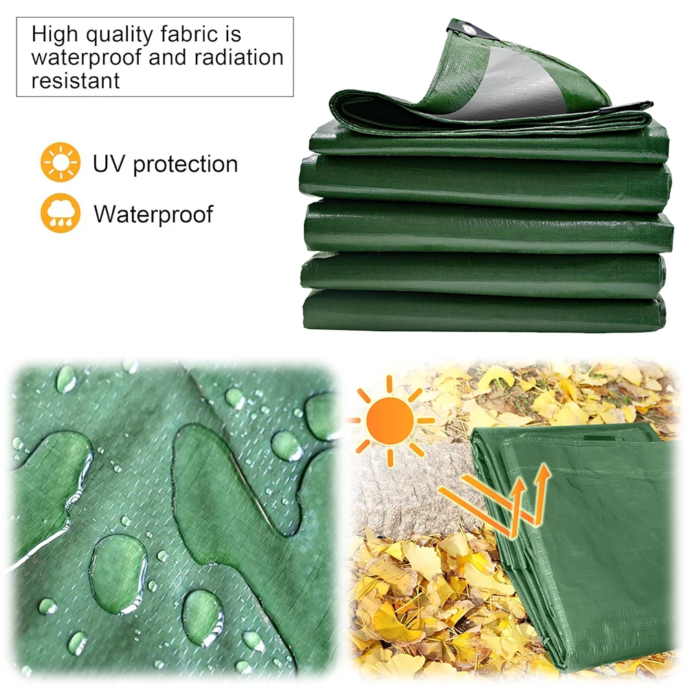 

5x4m/4x3m/3x2m Green Thicken Poly Tarp Cover Multi Purpose Tarp Cover Waterproof Tarpaulin Sunscreen All Purpose Tarp Cover