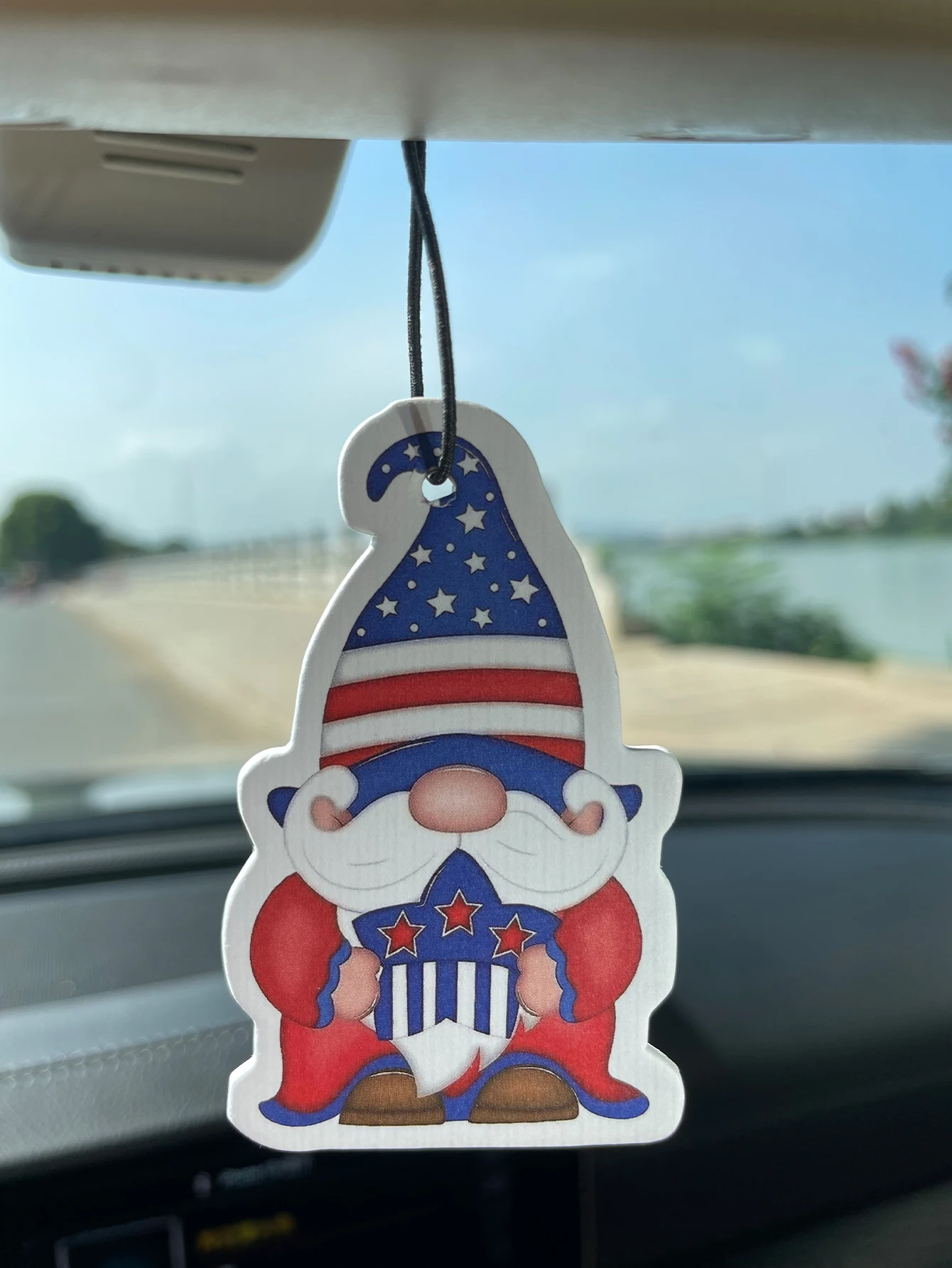 Patriotic American Flag Gnome Car Air Freshener, USA Star Stripes 4th of July Gnome Hanging Scent Paper Bookmark, Natural Plant