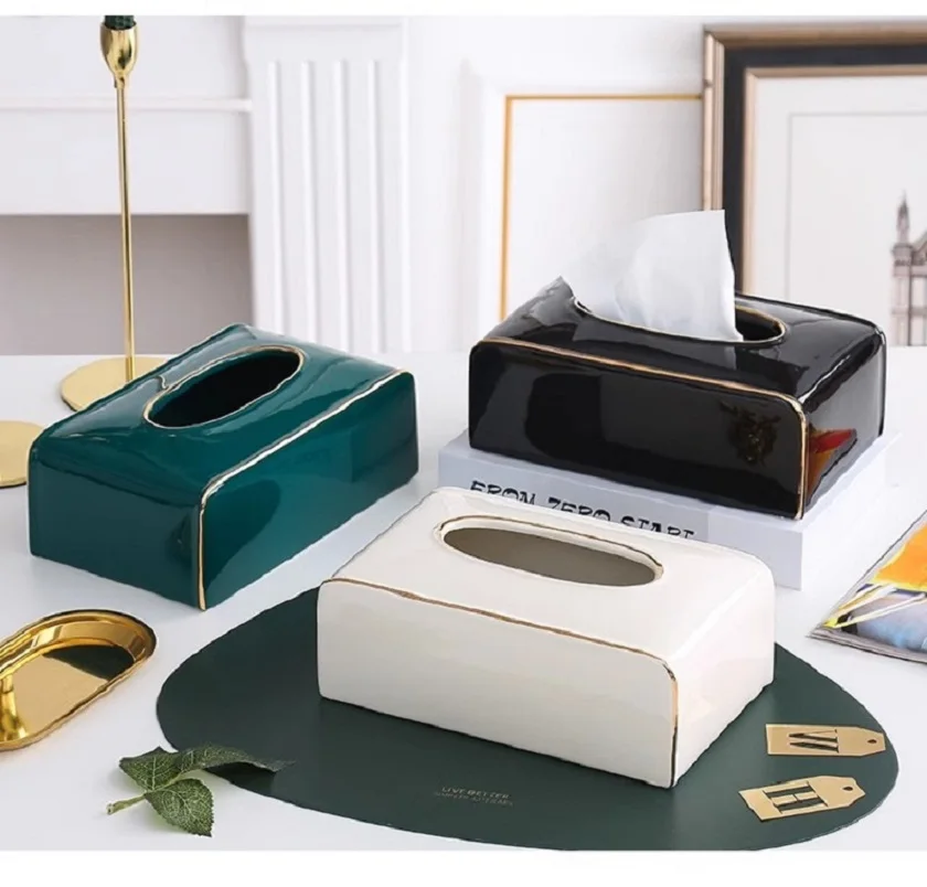 Light Luxury Nordic Home, Living Room, Elk Porcelain Tissue Box, Grandmother's Green Tea, Several Draws Paper Box, Practical Dec