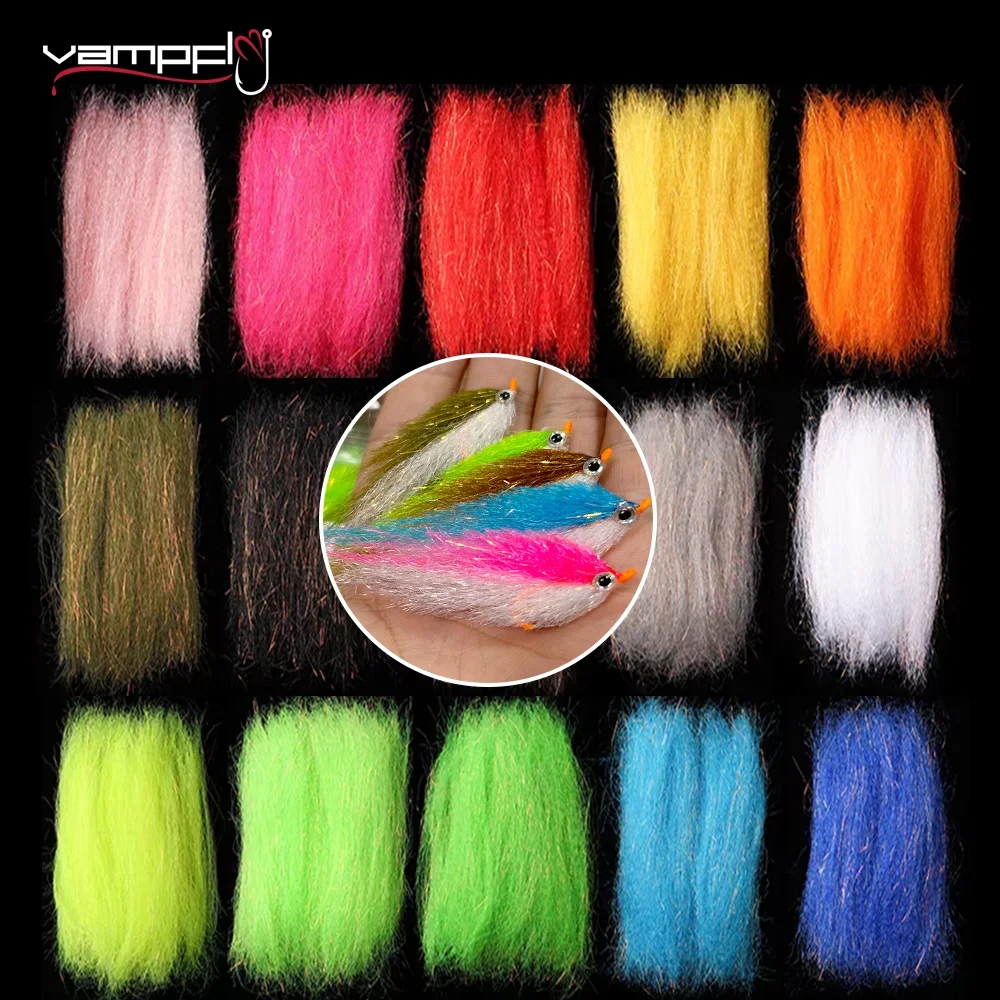 

Vampfly 2Packs Crimped Slinky Fiber Flash Synthetic Streamer Fibers Fly Tying Material for Minnow Streamer Jig Flies Trout Lure