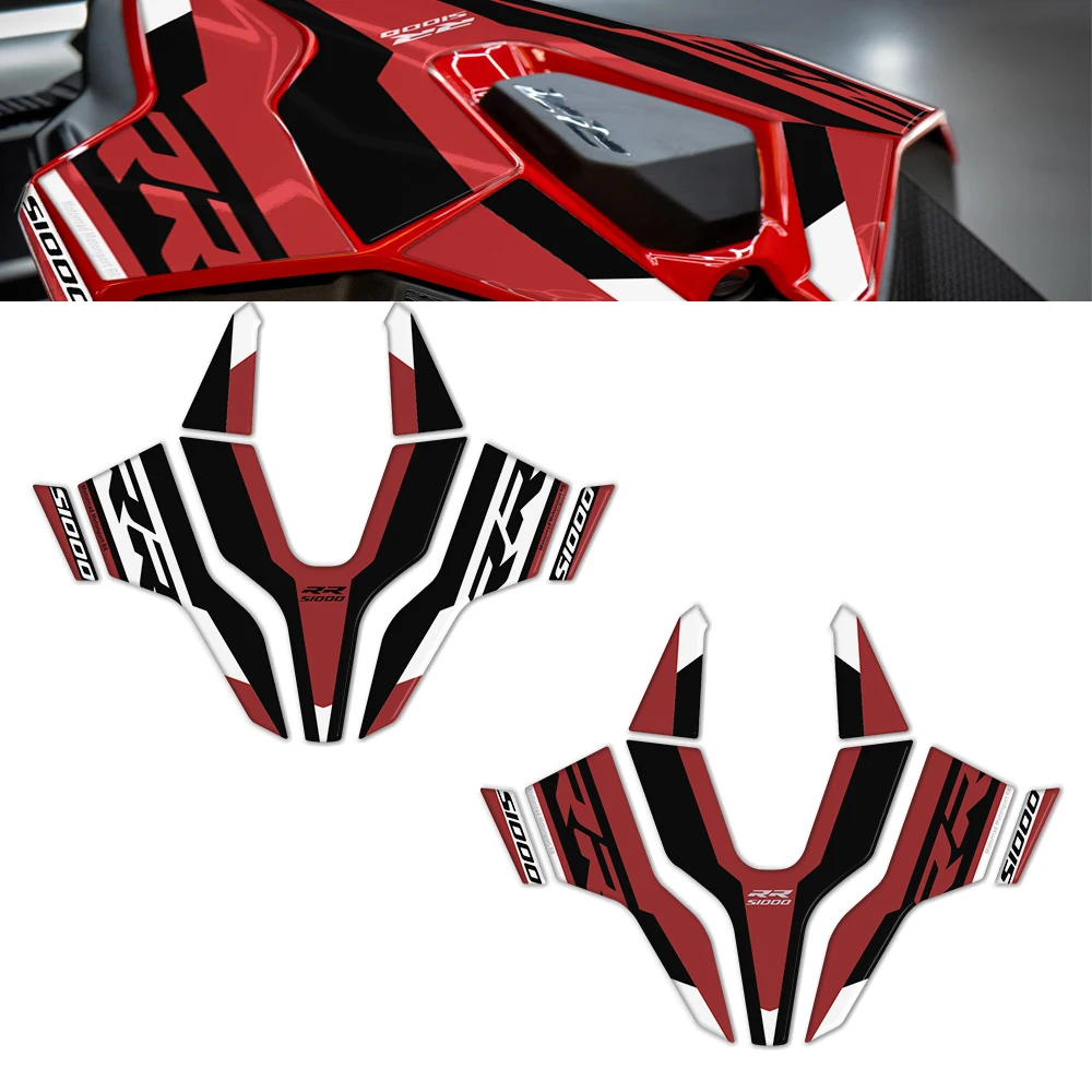 

Motorcycle Rear Seat Fairing Paint Protection 3D Gel Protector Decal Kit Black and Red Color Scheme For BMW S1000RR 2023 2024