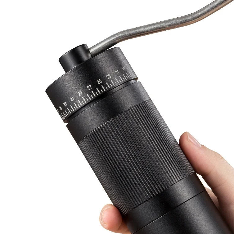 

Черная ручная ручная кофемолка для кофейных зерен с логотипом и подарочной коробкой из нержавеющей стали в комплекте