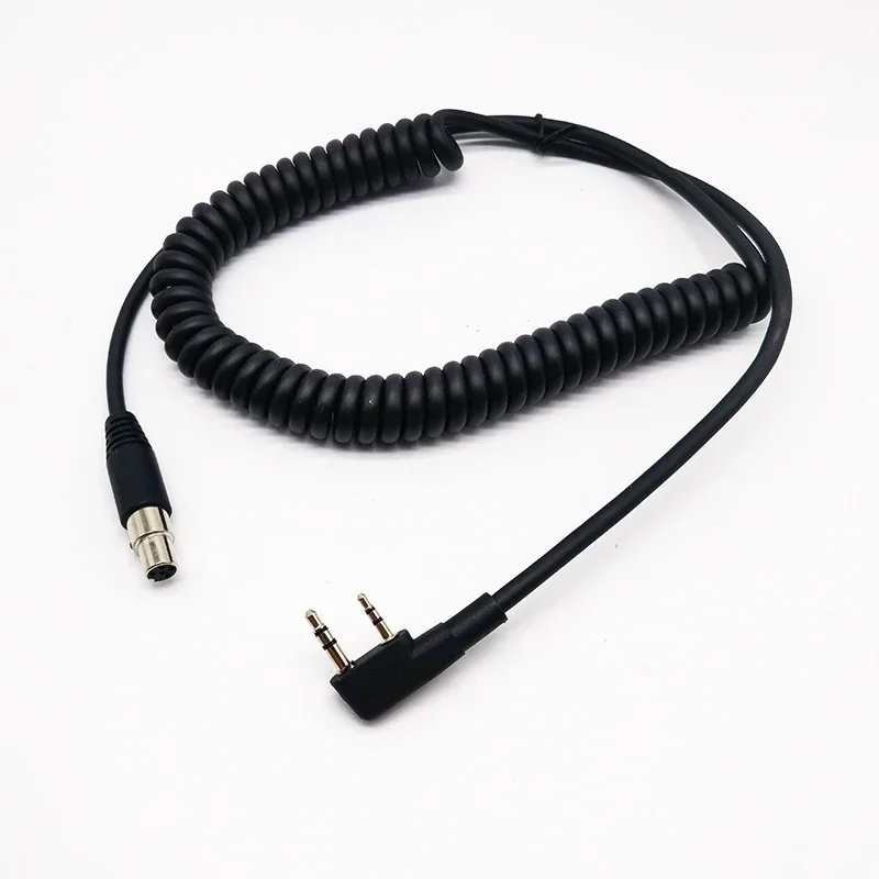 

2Pin for Baofeng Kenwood Walkie Talkie to Mini XLR5 Jack Adapter Coiled Cable for GA Military Aviation Helicopter Radio Headset