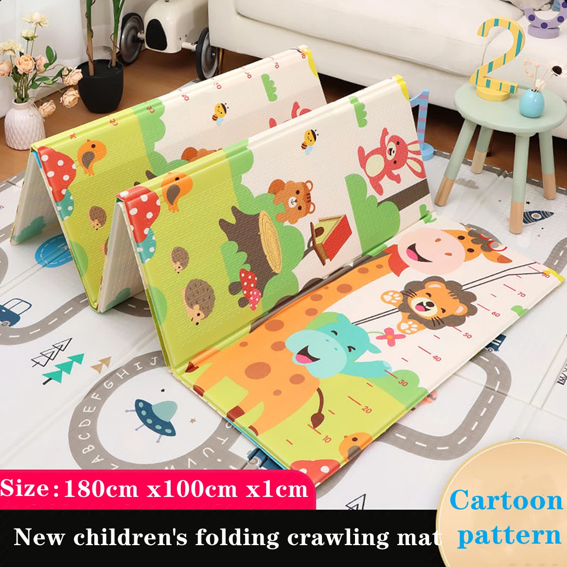 Dobrável Non-Toxic Baby Play Mat, Tapete Infantil Educacional no Berçário, Almofada de Escalada, Tapete Infantil, Jogos de Atividade Brinquedos,