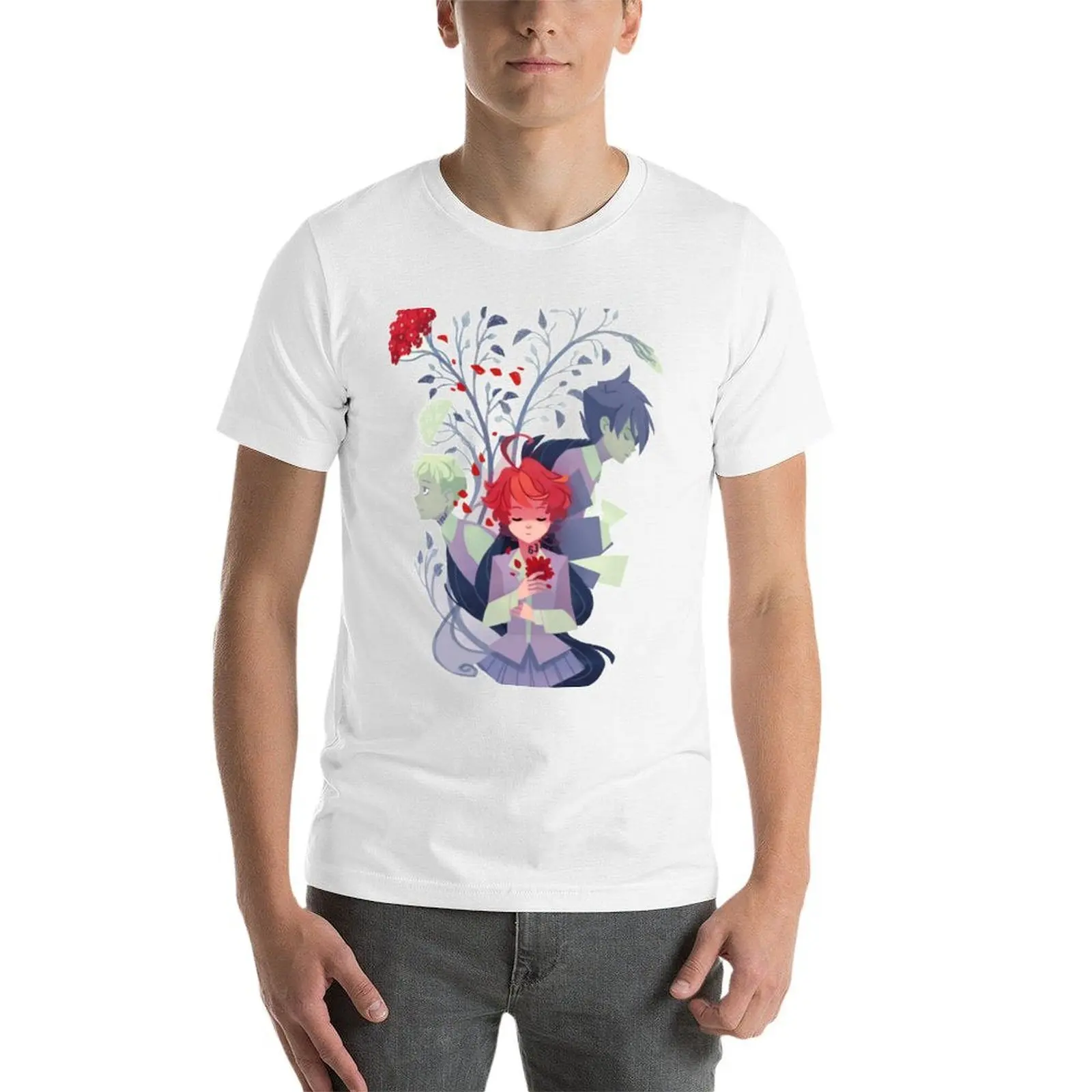 وعد نيفرلاند ، لطيف راي إيما و نورمان تي شيرت رجل تي شيرت فاخر رجل تي شيرت القطن تي شيرت #3