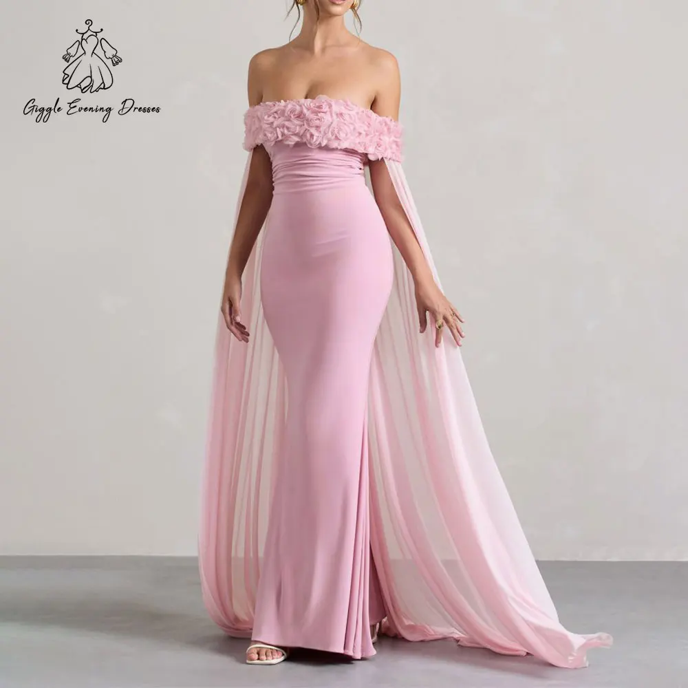 Giggle فساتين الحفلات المسائية العربية بدون أكتاف باللون الوردي بدون حمالات فستان حورية البحر طويل للحفلات الراقصة من Fساتين سهلة مخصصة
