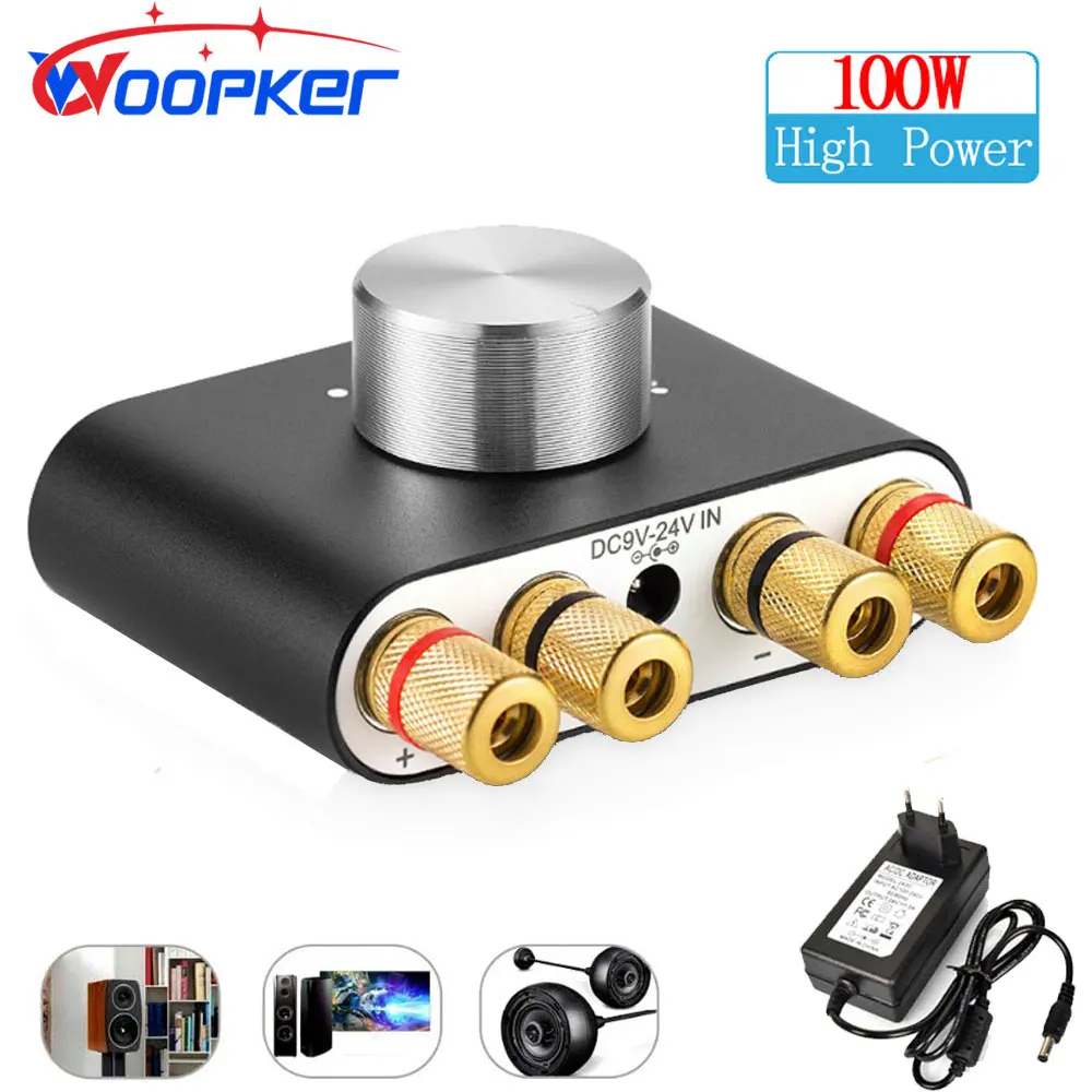 Woopker Digital Audio Amplifier HiFi Sound Amplifier TPA3116 Receiver Bluetooth 5.0 Car Mini Home Theater Sound System 50W*2