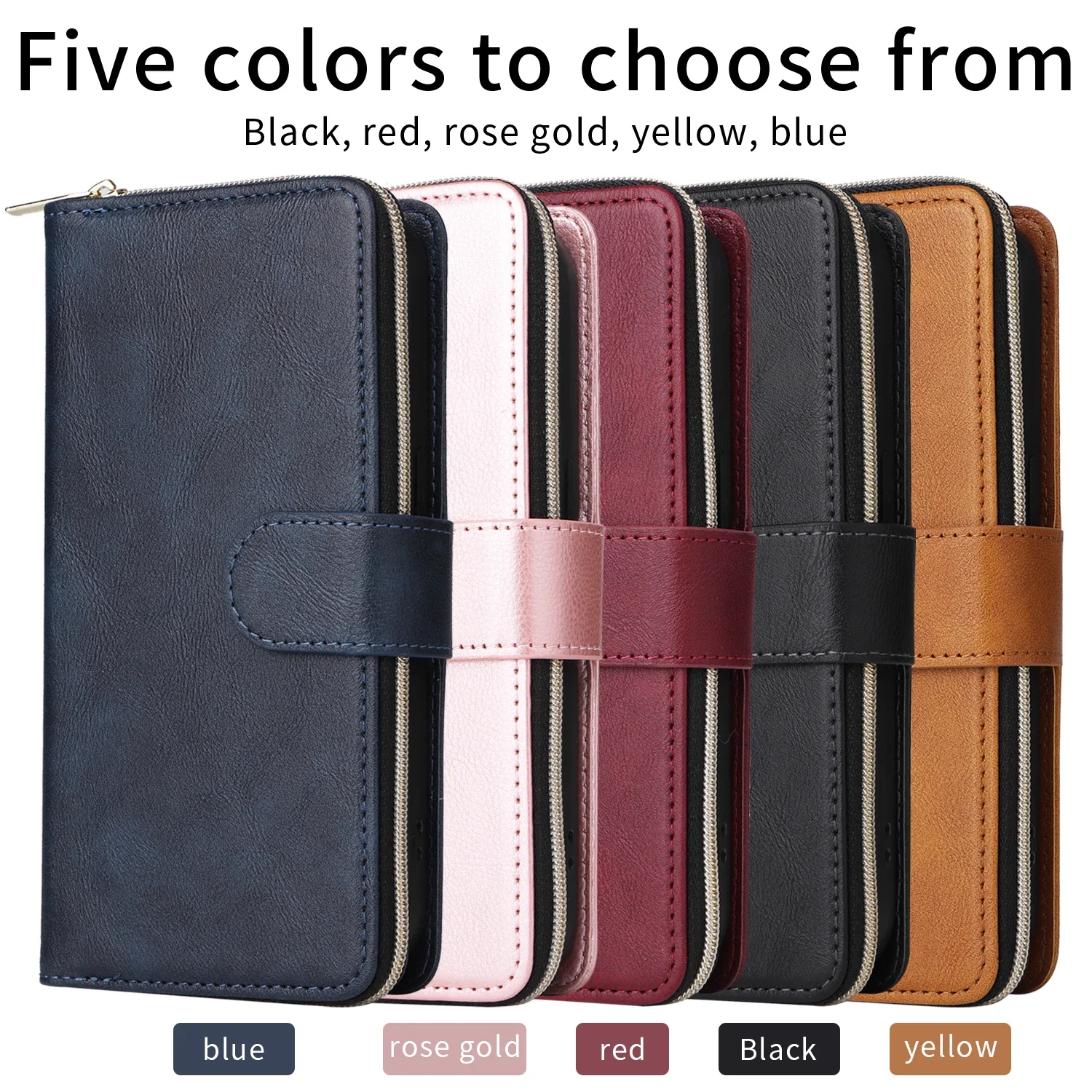 Zipper Leather Wallet Cards Bag Case For Samsung Galaxy A54 A14 A34 A24 A13 A23 S23 Plus S22 S24 Ultra S21 FE Purse Pocket Cover