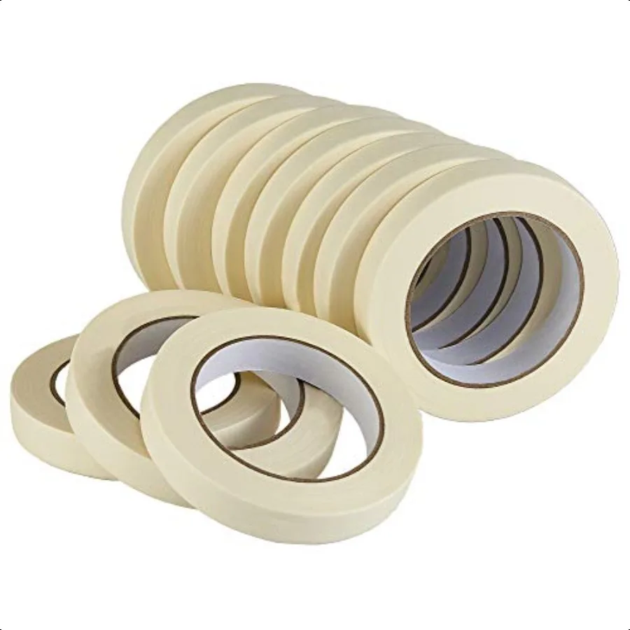 

Lichamp Masking Tape 10 Pack General Purpose Beige White Color 0.75 inch x 55 Yards x 10 Rolls 550 Total Yards for Painting Hom