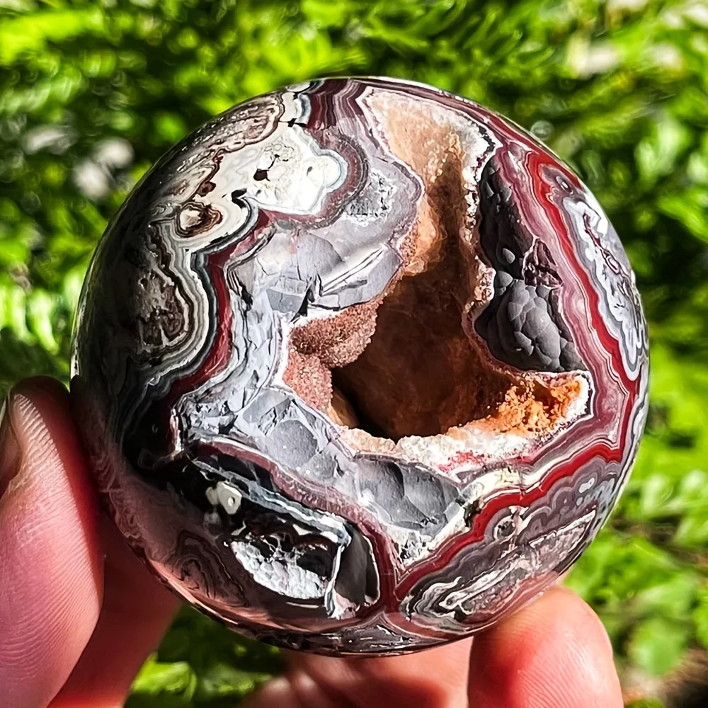 

1pc Boho Style Druzy Mexican Crazy Lace Agate Sphere, Unique Home Decor, Crystal Jewelry Accessory, Ideal for Christmas, Easter
