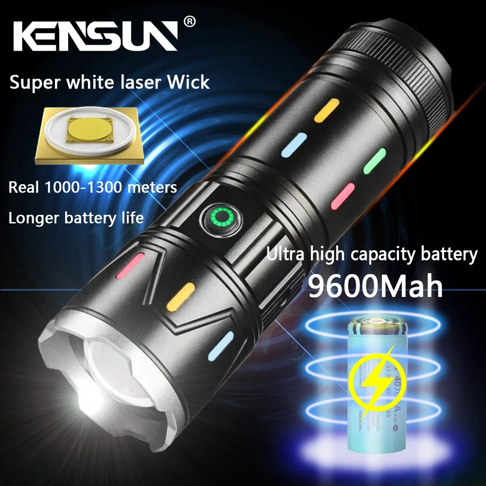 High Power Spotlight Long Range LED Flashlight Large Capacity Battery Lantern USB Rechargeable Torch For Emergency Lighting