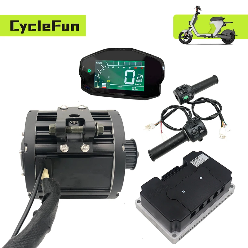 

QS138 3KW 72V 100KPH PMSM Mid Drive Motor With FarDriver ND72450 Controller DKD Display And T08 Throttle For Electric Scooter