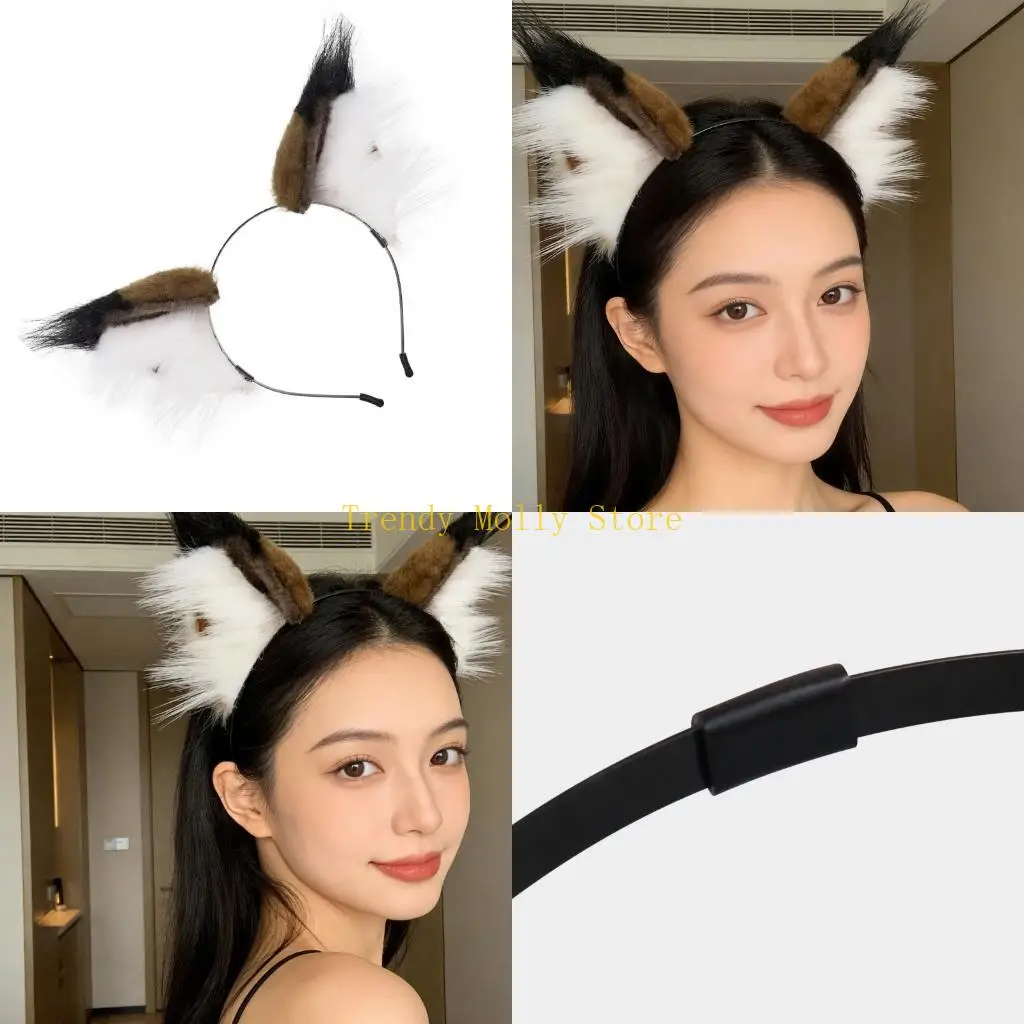 

N5KB Comfortable Elastic Kitten Ears Hairband Furry Headbands Costume Accessories for Halloween and Parties