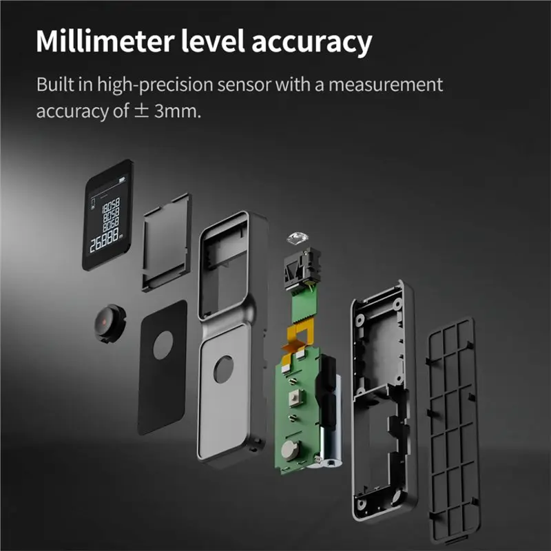 Laser Rangefinder Multi-Function, 50M Max Range, Mini LCD Real-Time Angle Display Indicator