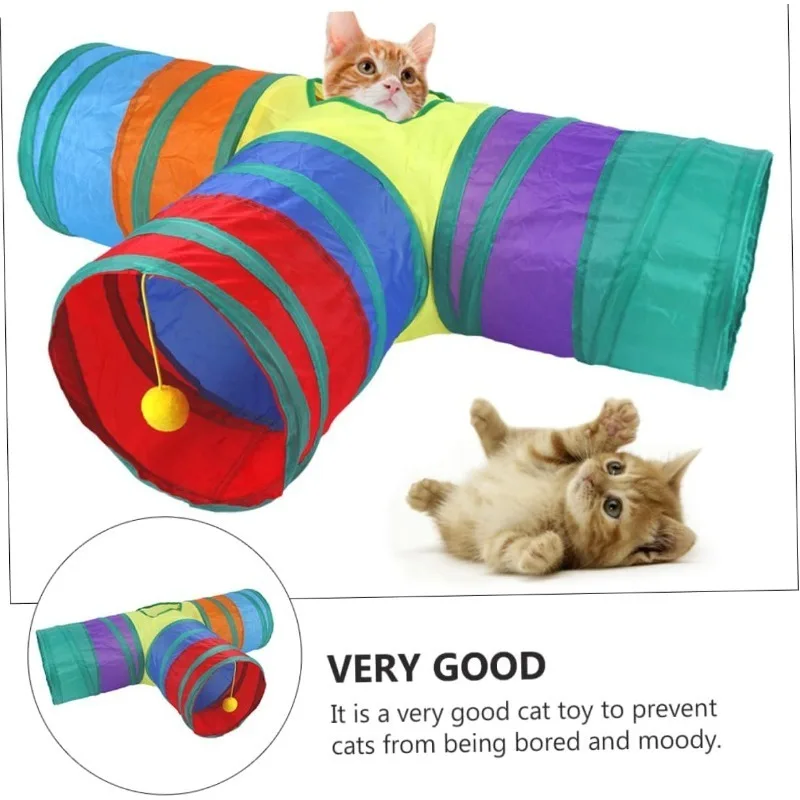 Cat Rattle Paper Tunnel Cat Toys Pet Crinkle Tunnel Cat Tent Tunnel Foldable Cat Toy Small Pet Cat Polyester Cotton