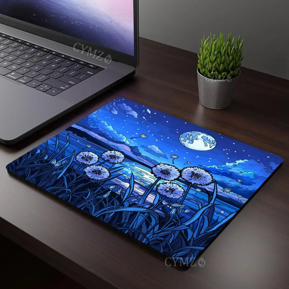 Fantastic night view and flowers small Mouse Pad Desk Mat Non-Slip desk accessories Gaming mats suitable for office and games