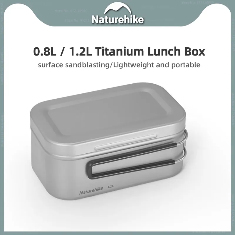 Naturehike 0.8L/1.2 Square Titanium Lunch Box Heatable Outdoor UltraLight 212g Portable Camping Picnic Multifunctional Lunch Box