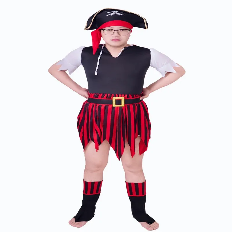 Disfraz de pirata del capitán caribeño para niños y niñas, disfraces de Halloween, fiesta de Cosplay, vestido de juego de rol