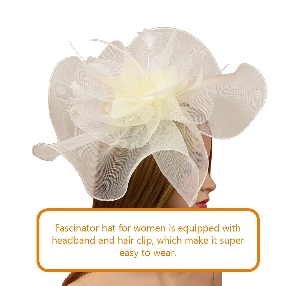 

Elegant Women Fascinator Hat Mesh Veil Bridal Headwear Wedding Tea Party Church 20S Flapper Accessories Headband Hair Clip