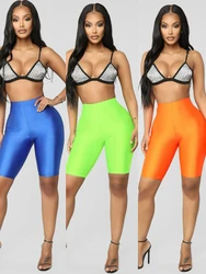 Shorts de ioga magros e brilhantes cintura alta para mulheres, calças justas push up, controle de barriga de compressão, ginástica esportiva fitness, verão