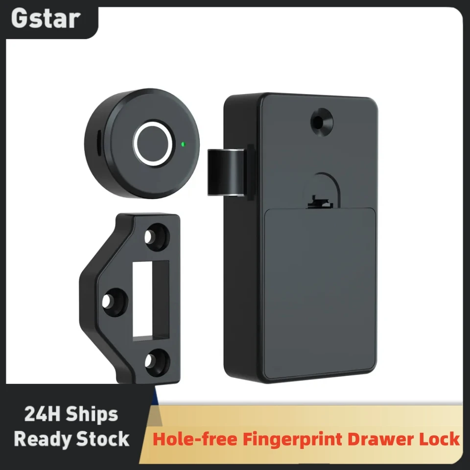 Hole-free Fingerprint Drawer Lock Smart Locker File Cabinet Lock for Secure Storage Keyless and Secure Desk Locks