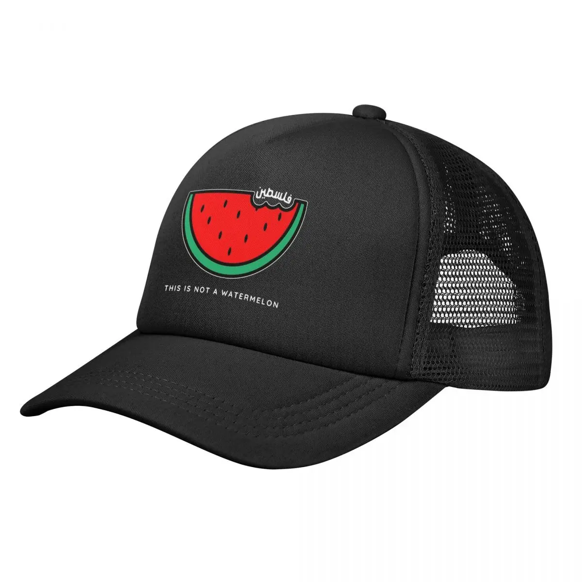 This Is Not A Watermelon Merch Mesh Trucker Hat Summer Breathable Parody Magritte Watermelon Mesh-back Snapback Cap Adjustbale