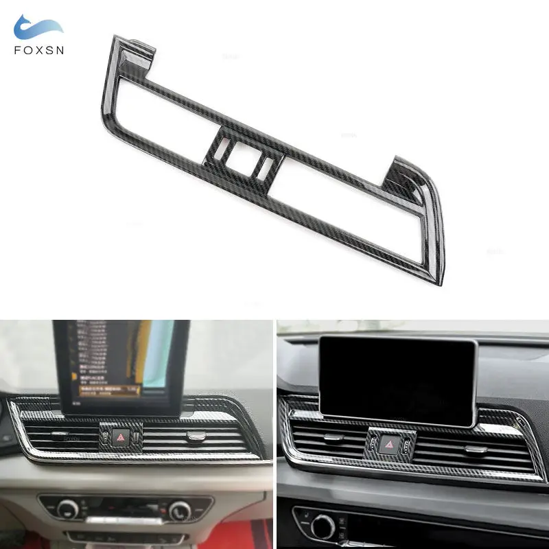 

LHD For Audi Q5 Q5L FY 2018-2021 Center Control Air Condition Outlet Vent Frame Cover ABS Carbon Texture Trim Inner Accessories