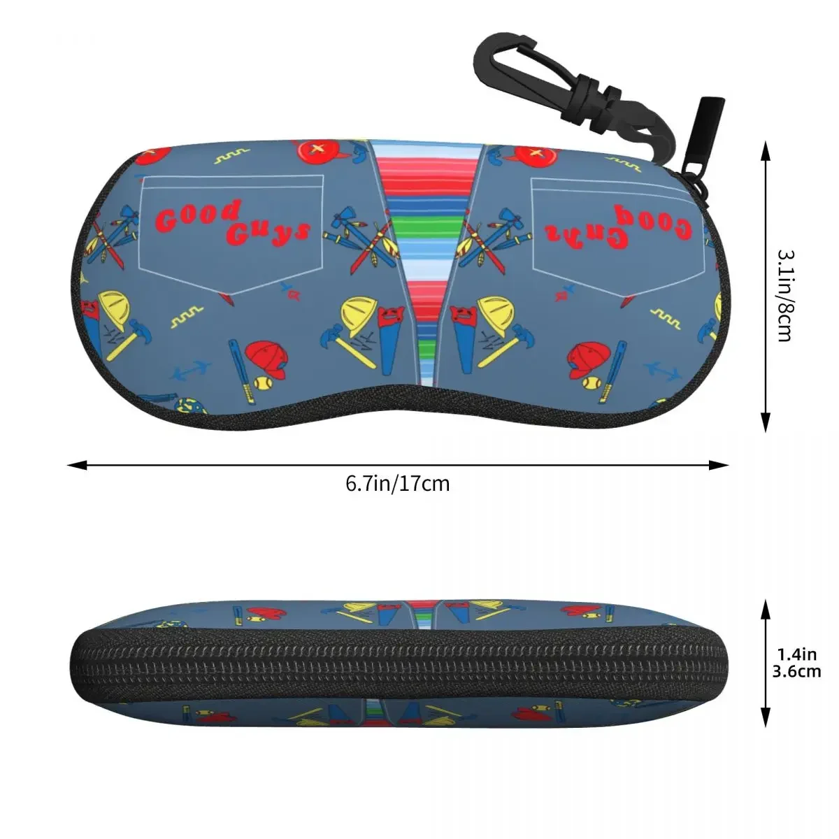 Custom Good Guys Child's Play Chucky Sunglasses Case Neoprene Zipper Killer Doll Overalls Shell Eyeglass Case Protective Box