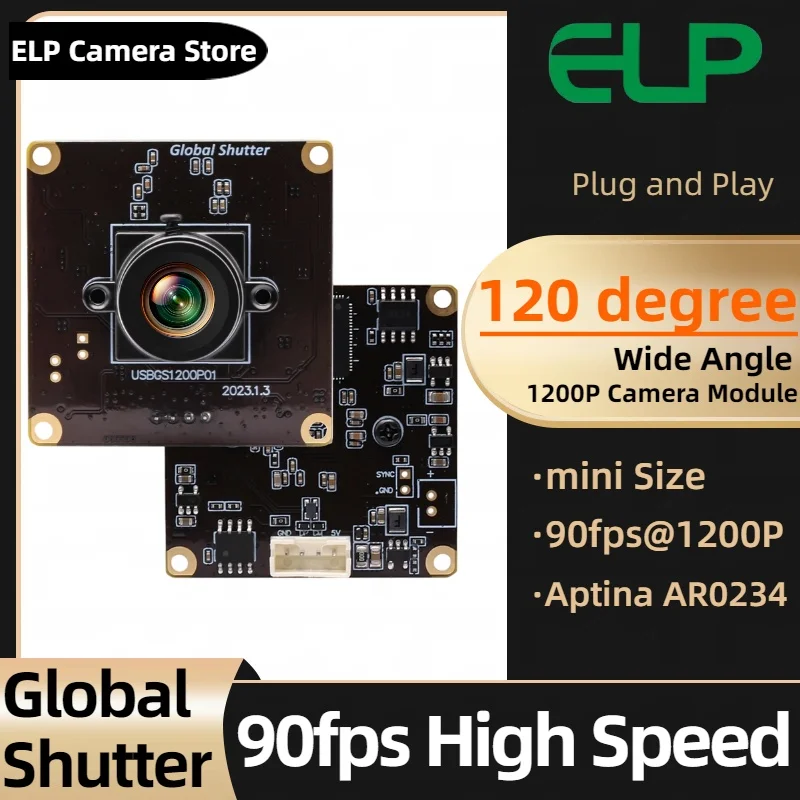 ELP 1080P Global Shutter USB Camera Module AR0234 color sensor 90fps High Speed mini webcam free driver for golf swing