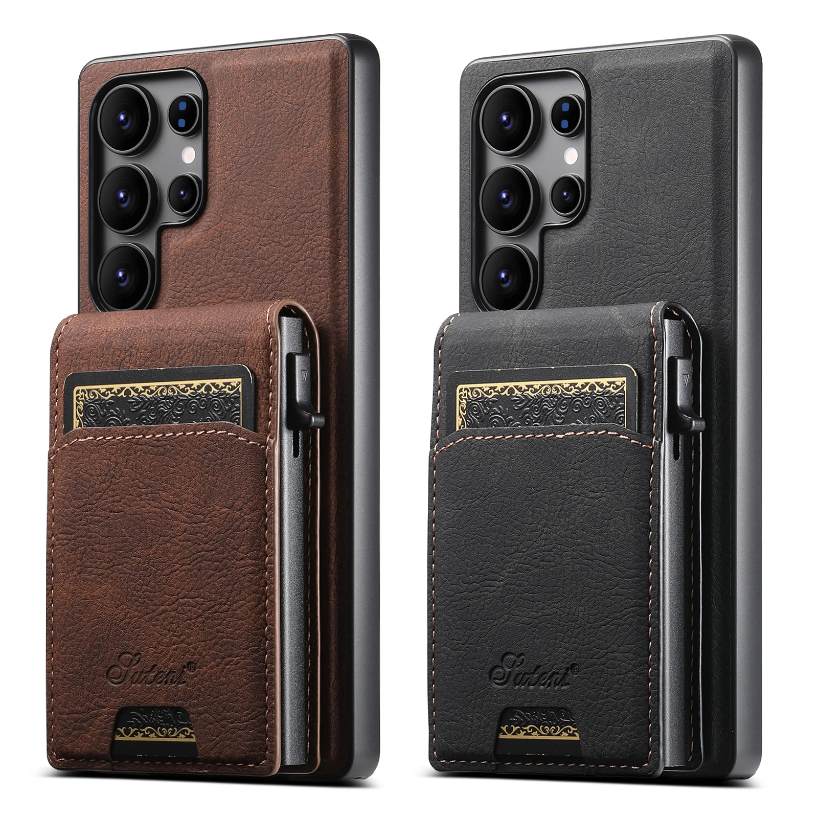 SUTENI Magnetic Wireless Charging  Phone Case Card Slot Luxury PU Leather Wallet Button Card Box For Samsung S26 Ultra S25 Plus