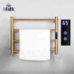 Black/Chrome/Gold Electric Towel Rail.Smart Towel Warmer.Hidden/Exposed Wires Heated Towel Rack.Stainless Steel Bath Towel Dryer