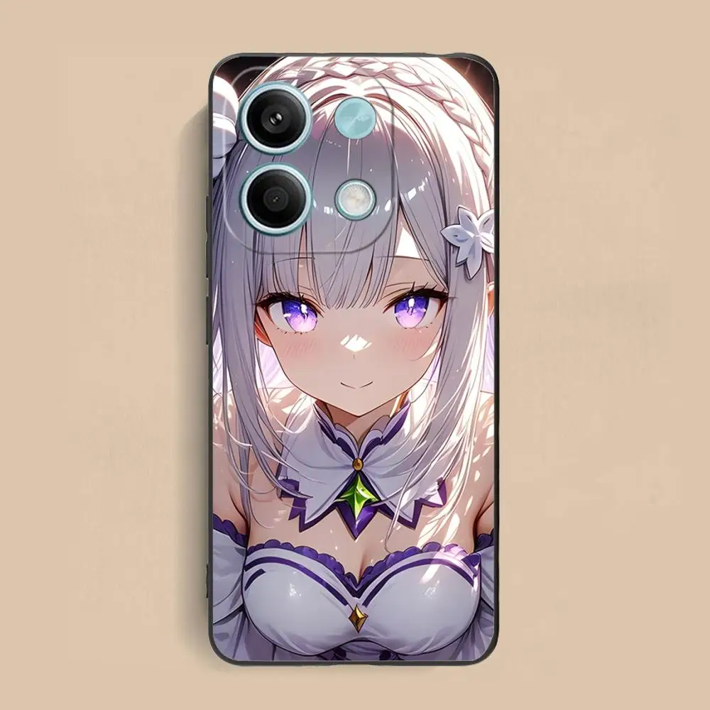ReZero Emilia Waifu Mobile Phone Case for Xiaomi Redmi Note 14 13 12 11 S Pro Plus 4G 5G Colour Printing Cover Cover Pretty
