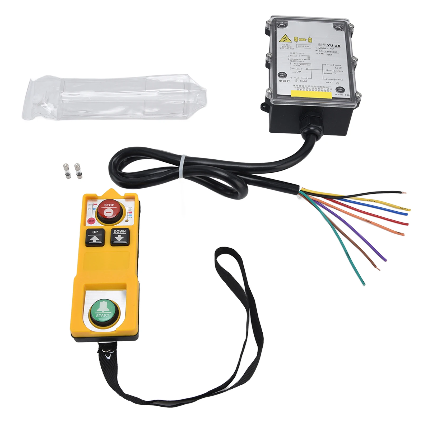 

Industrial Radio Remote Control Stop Start Button 2 Key Hoist Crane Lift Wireless Switch YU‑2S