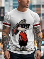 New personalized cartoon rabbit T-shirt for men with street style short sleeves and quick drying fabric comfortable 1