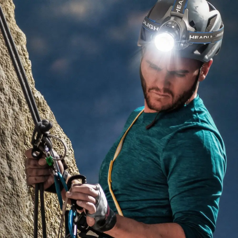 Tactical LED Headlamp Zoomable Motion Sensor Flashlight Powerful Head Light For Night Mining Hiking And Adventure