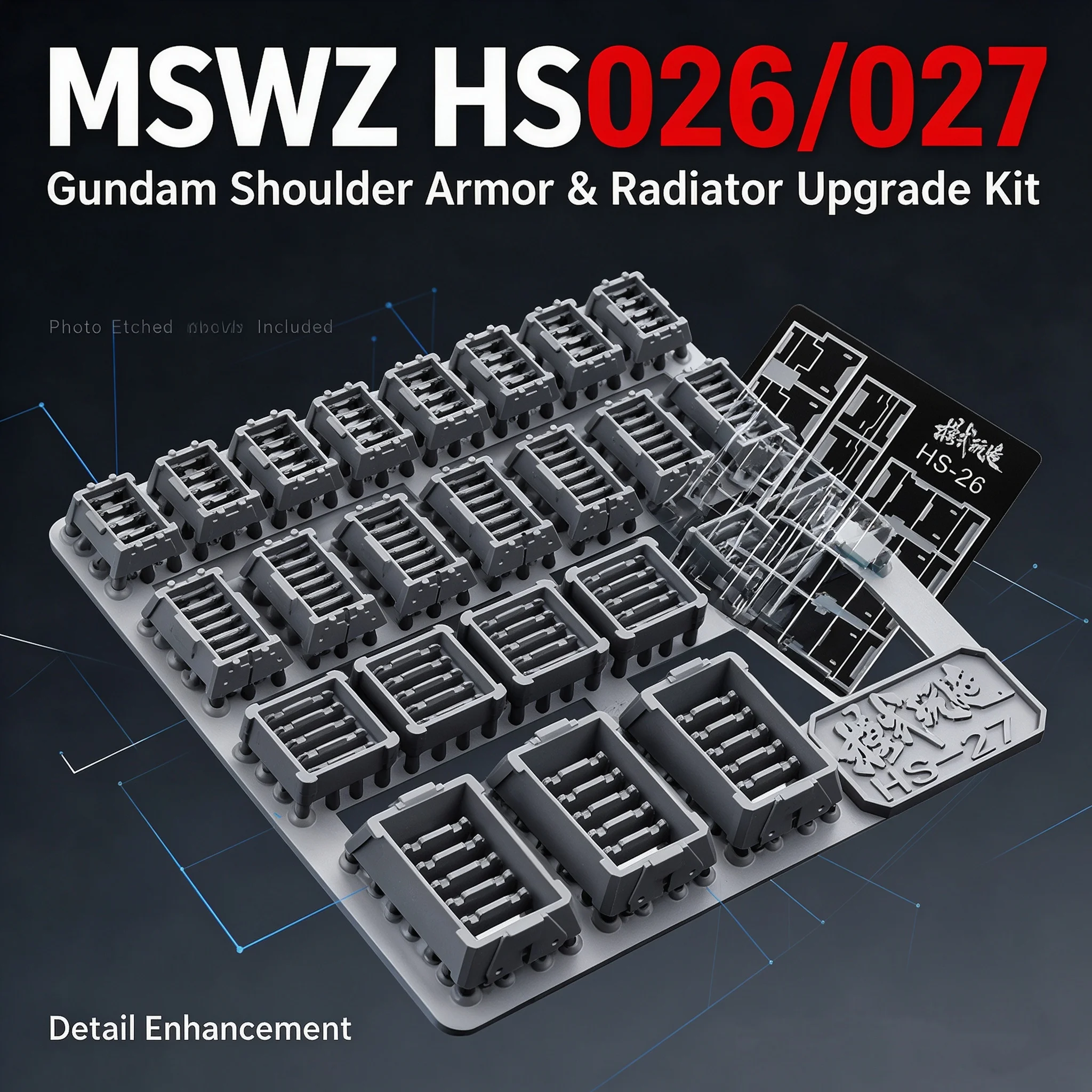 MSWZ HS026 HS027 Gunpla Gundam Model Shoulder Armor Radiator Plastic Detail Upgrade Parts Etched Sheet Kit