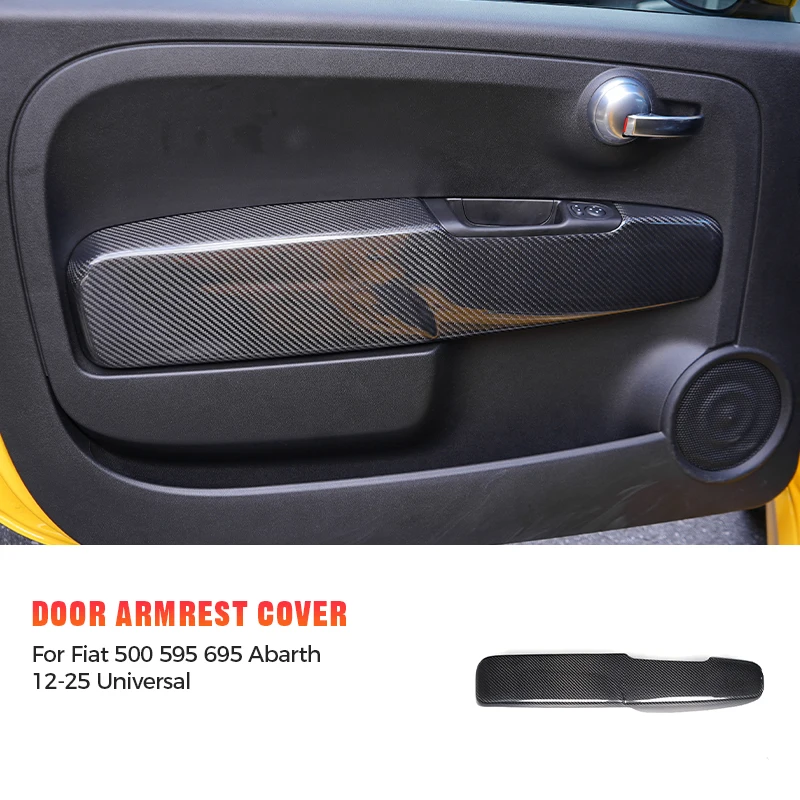 

For Abarth 595 695 Fiat 500 2012-2025 LHD RHD Car Inner Door Panel Real Hard Dry Carbon Fiber Interior Sticker Accessories