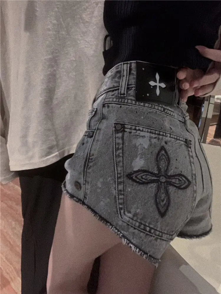 2024 Embroidered hot Shorts Womens Jeans Shorts Casual Summer Plus Size Shorts Female High Waisted Denim Shorts Pant