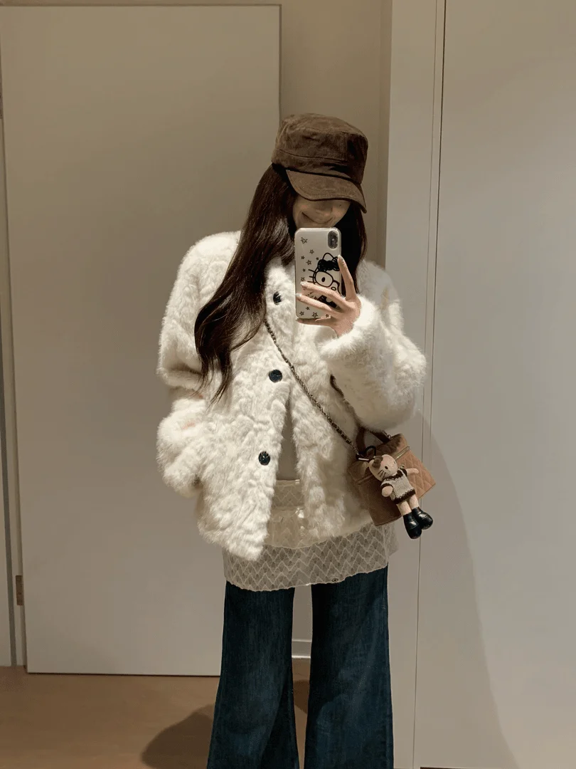 

Осенне-зимнее женское пальто из овечьего меха с воротником-стойкой из кожи и меха, высококачественное пальто из овечьей кожи небольшого размера