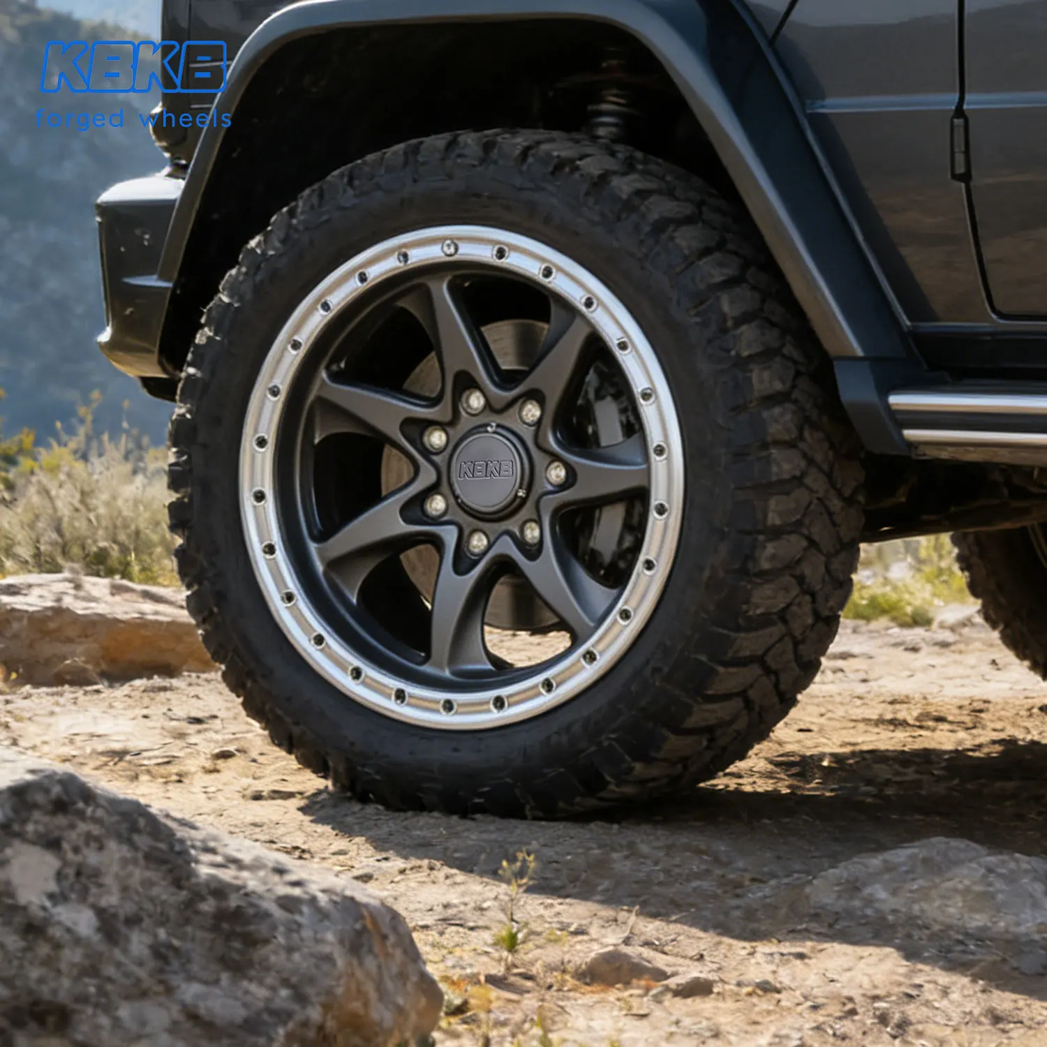 17*8.5  6*135 CB 87.1 ET20 Off-road Beadlock Forged Rims Matte Black Gun Gray Wheel High Load for ford Raptor F150