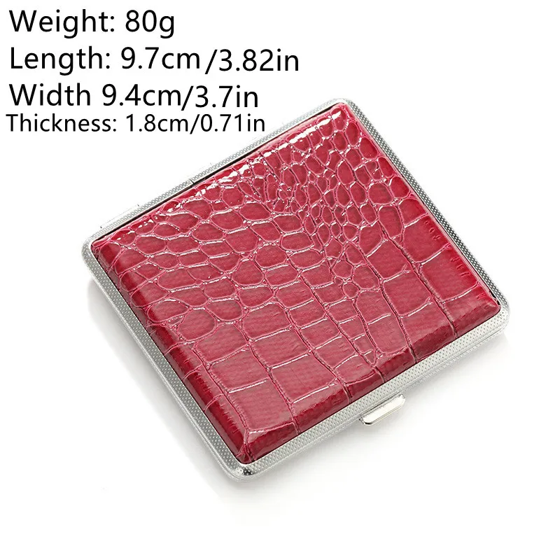 Crocodile patterned leather cigarette box made of imitation leather material, pack of 20 cigarettes