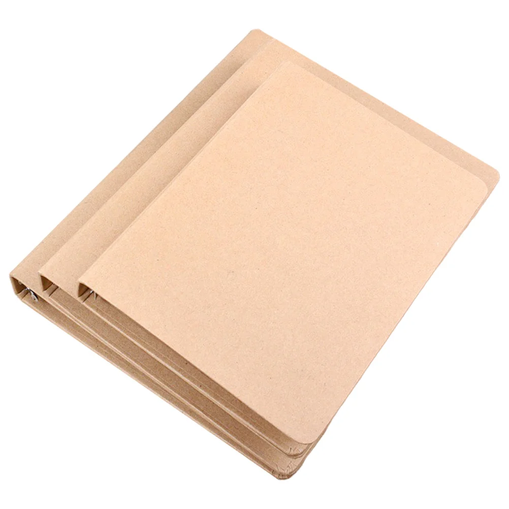 

3pcs A5 Kraft Paper Binder Cover With Iron Clip Notebook Shell For School Office Notepad Case Document Folder Organizer