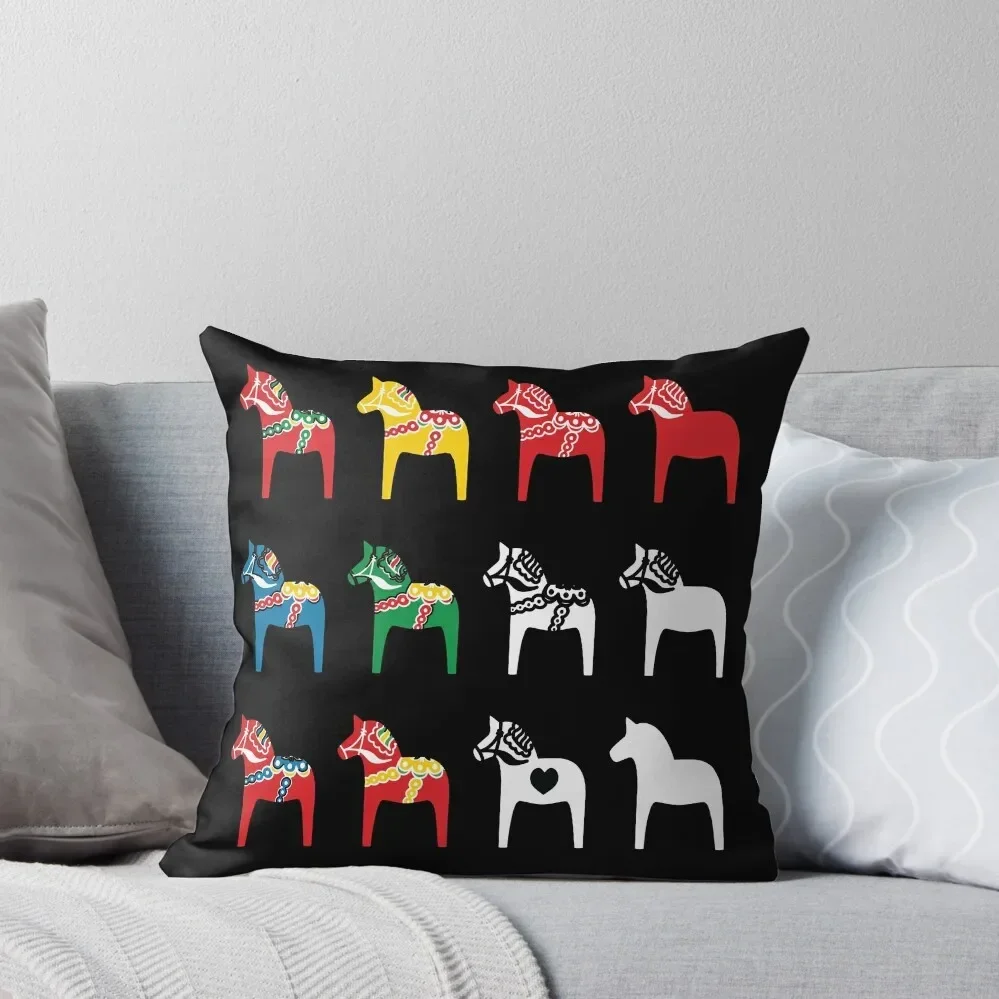 Dala Horses Dalarna Sweden Horse Dalecarlian Swedish Colorful Throw Pillow pillow cover christmas Luxury Pillow Case