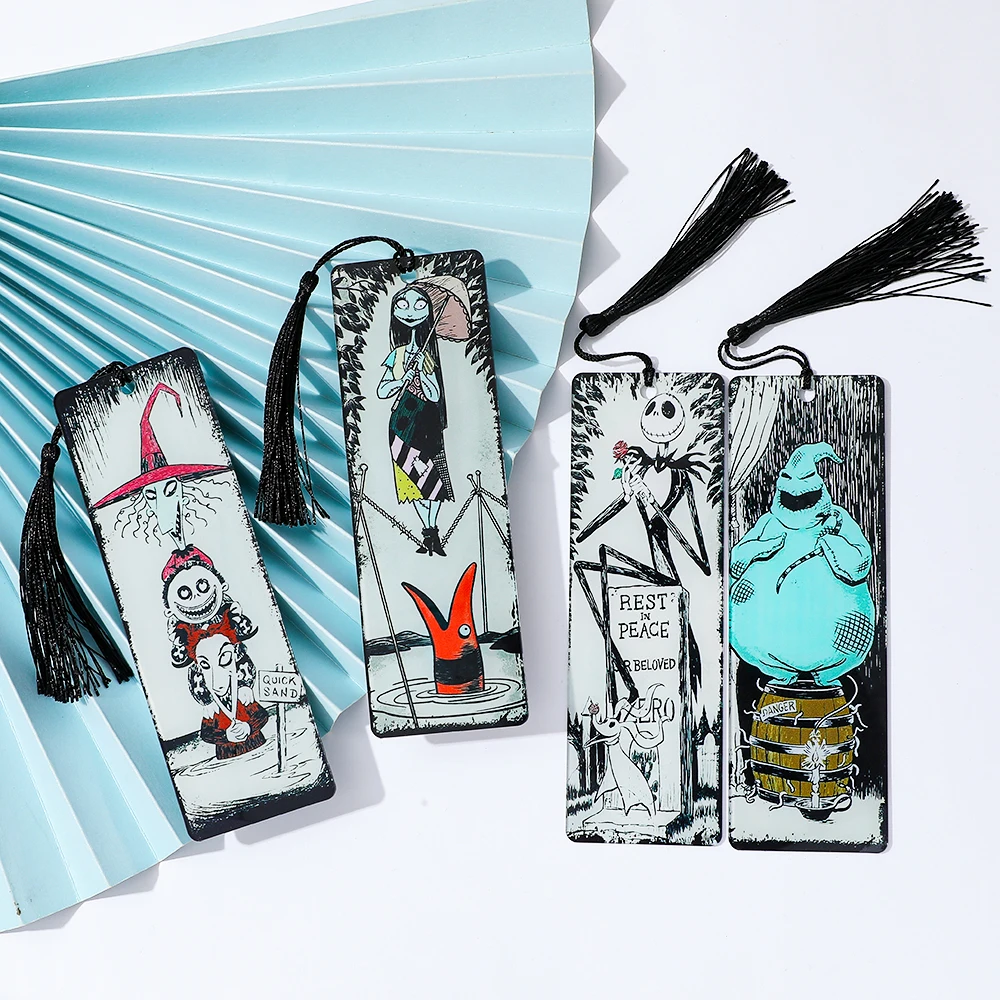 Jack Skellington Sally Boogie Acrylic Bookmark for Halloween Fans, Reading at Home Library Office, Halloween Christmas Gift