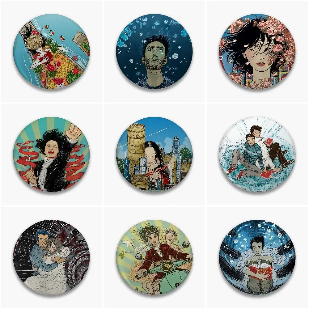 Japan Y-Yuko S-Shimizu Art Badges Button Pin Handmade Brooch For Clothes Badge Backpack Decoration Accessories