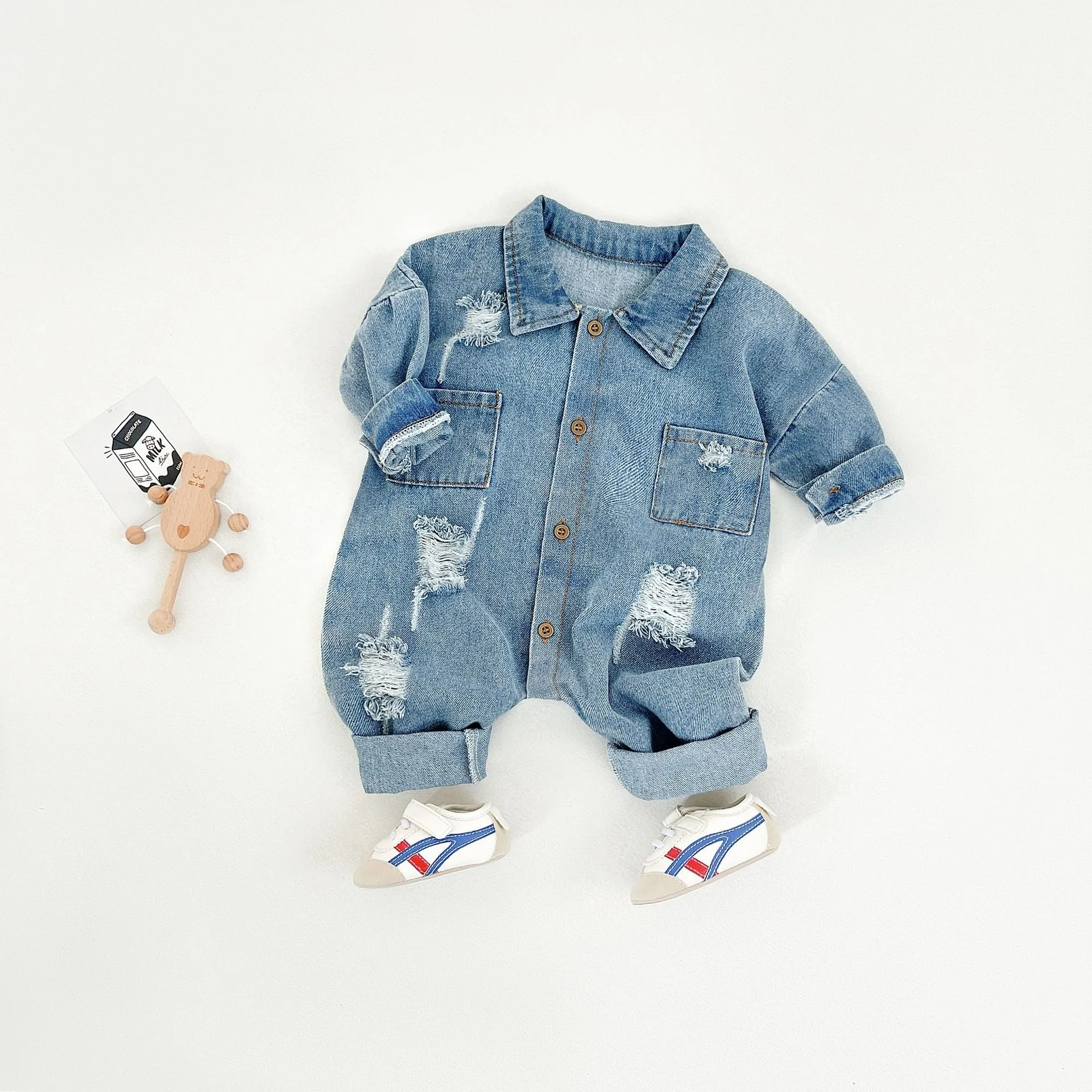Ircomll New Autumn Infant Denim Climbing Clothing Romper Lapel shirt Baby Boy Clothes Baby Jumpsuit Girl Newborn Overalls Onesie