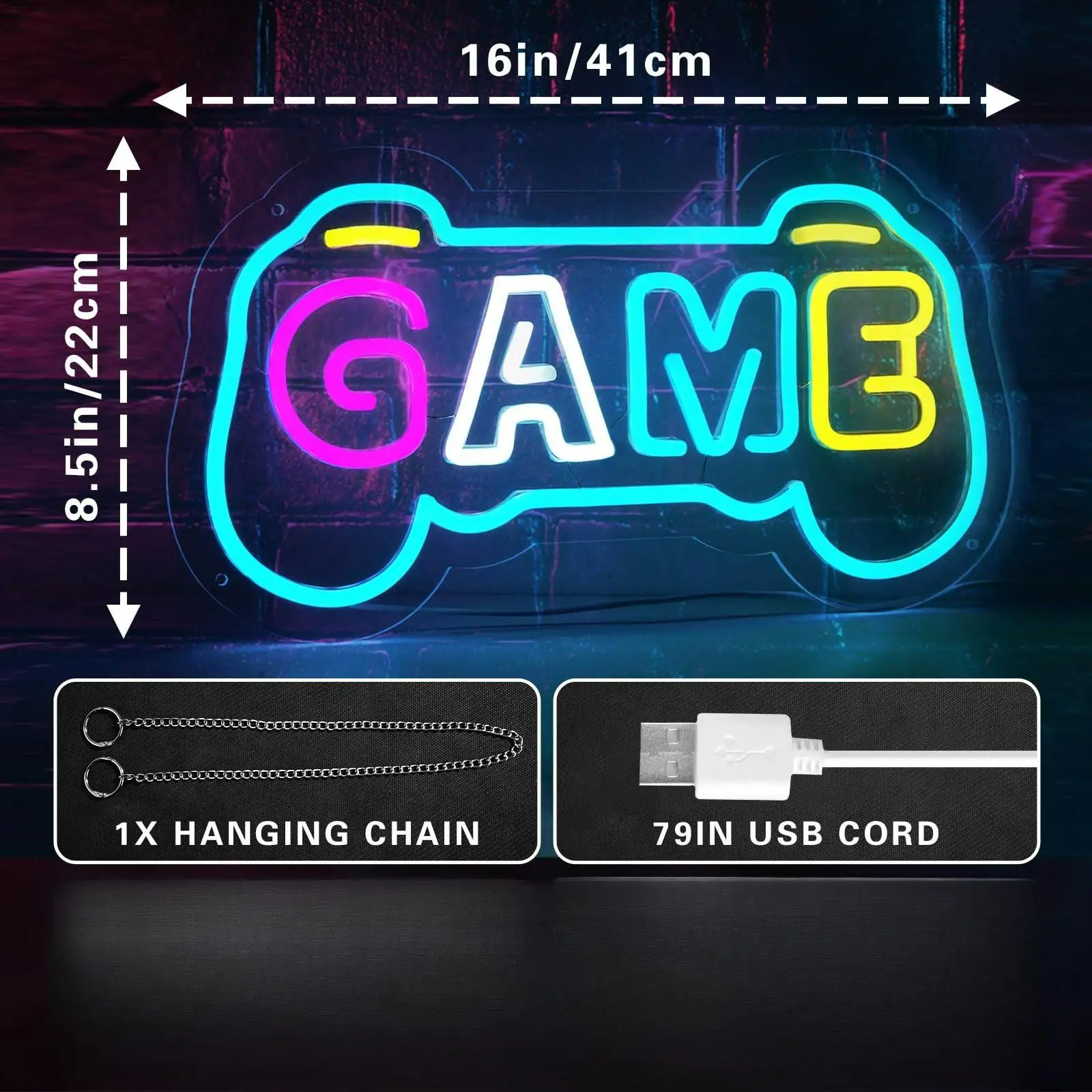 Game Neon Sign for Gamer Room Decor Gamepad Shape USB Powered LED Game Light for Wall Decor Gifts Lamp for BedRoom Accessories