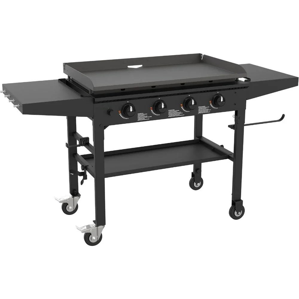 

36 Inch Gas Griddle Cooking Station 4 Burner Flat Top Gas Grill Propane Fuelled Restaurant Grade Professional BBQ Grills