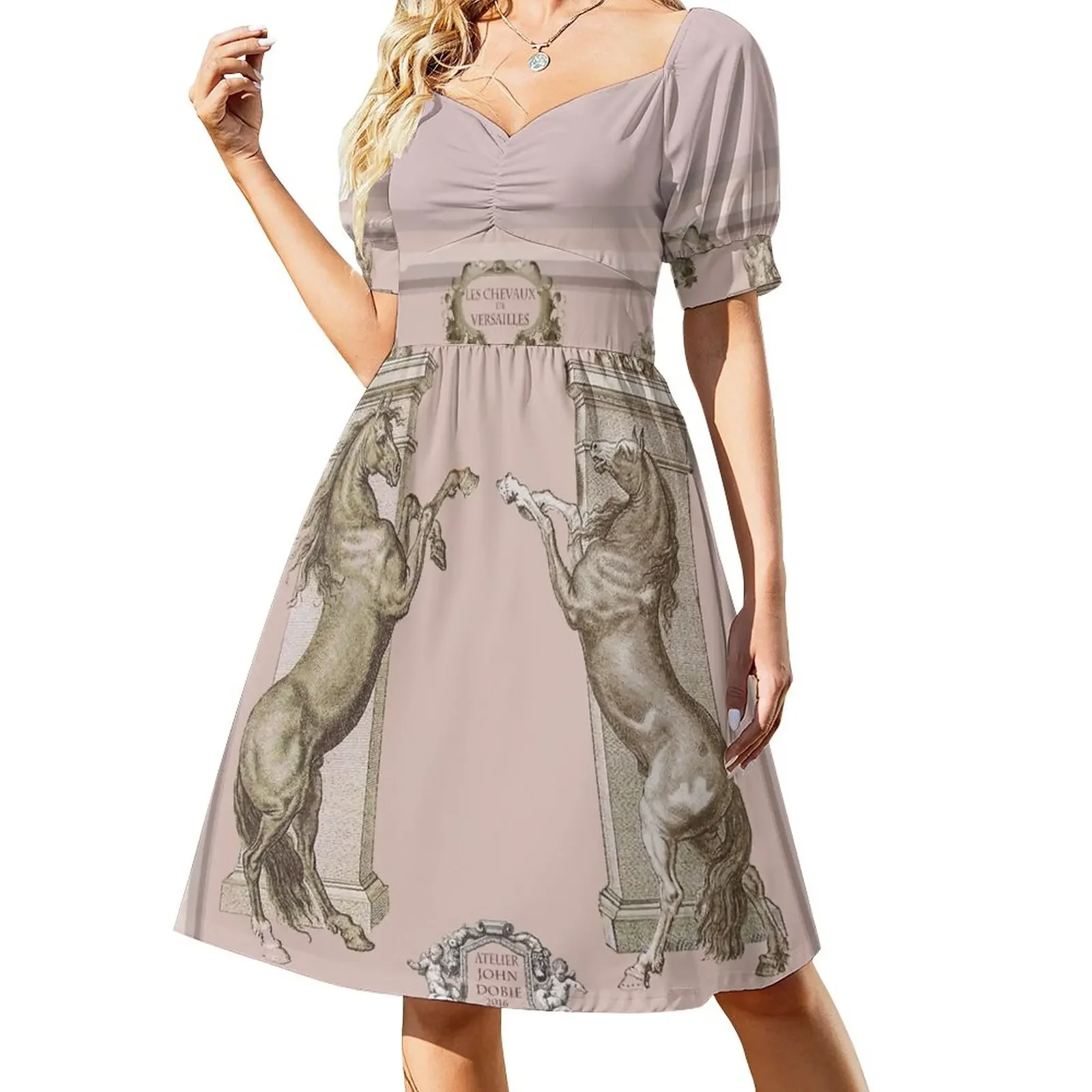 

Equestrian Horses of Versailles Short-Sleeved Dress dresses korean style Women's long dress