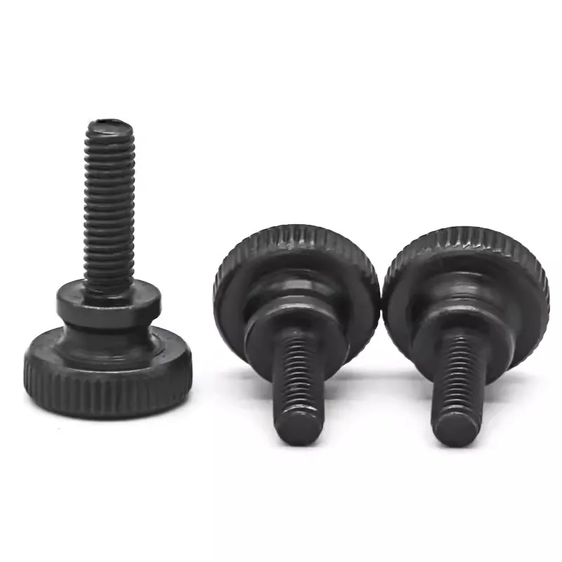 M3 M4 M5 M6 M8 M10 BG834 Black Carbon Steel Knurling Head Thumb Bolts High Step Head Hand Tighten Thumb Screws